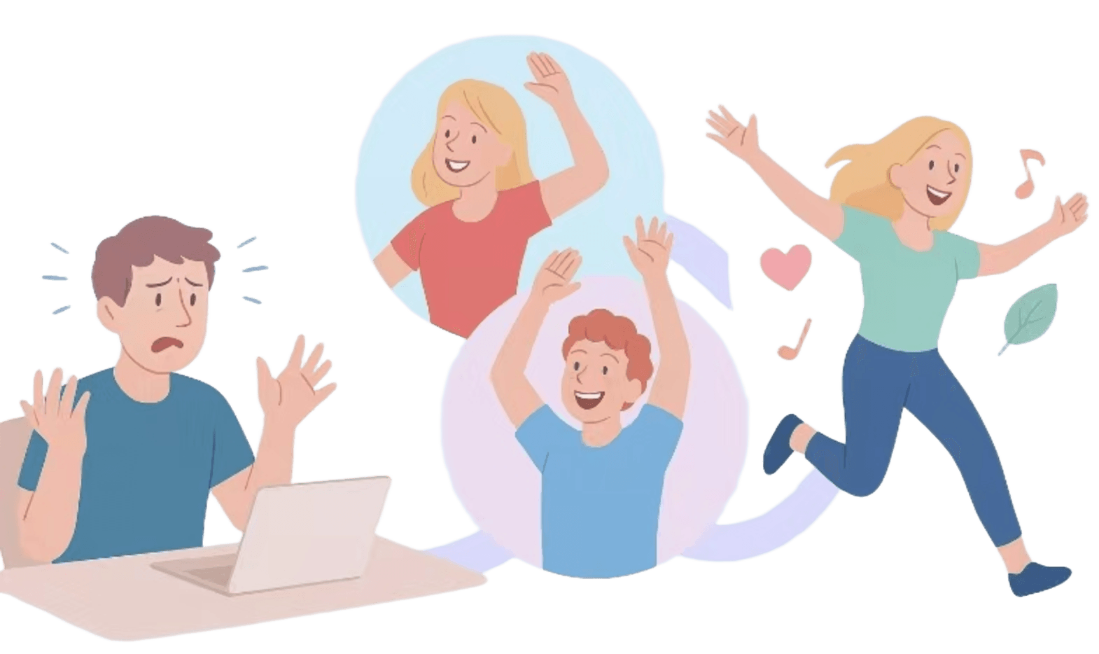 People taking breaks - various relaxation activities
